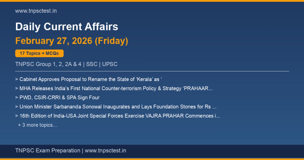 TNPSC Daily Current Affairs February 27, 2026 banner
