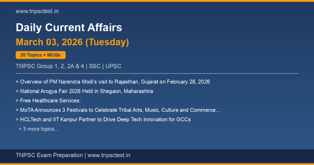 TNPSC Daily Current Affairs March 03, 2026 banner