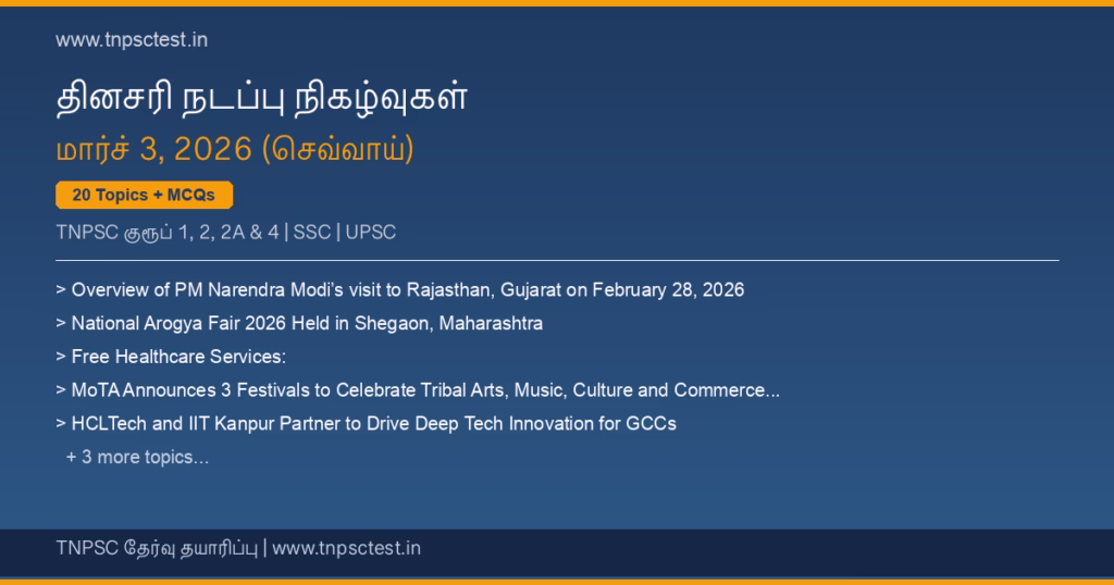 TNPSC நடப்பு நிகழ்வுகள் March 03, 2026 banner