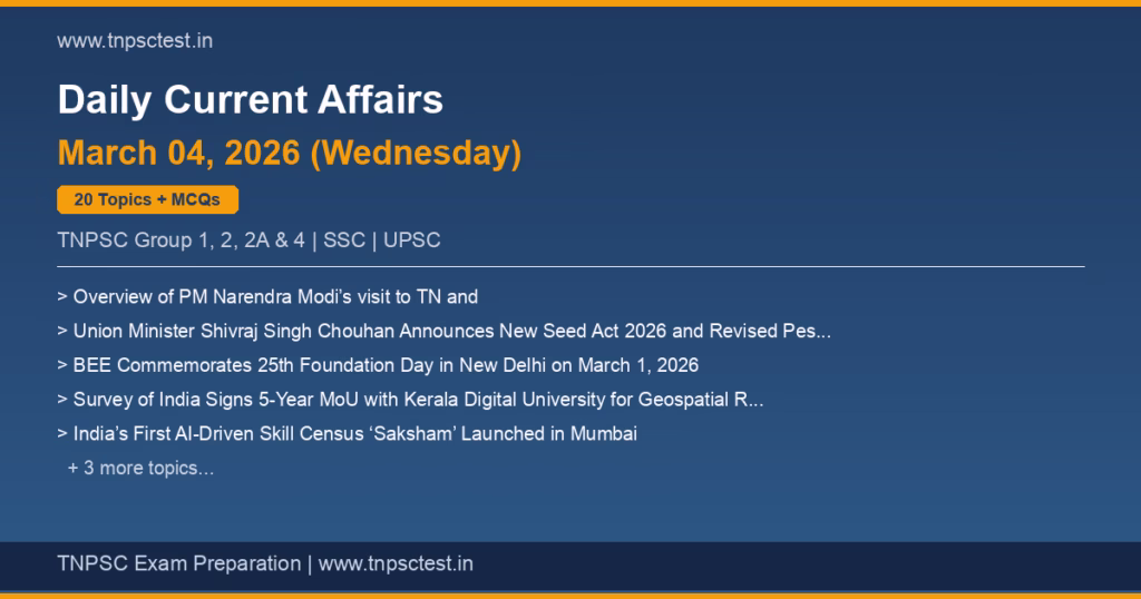 TNPSC Daily Current Affairs March 04, 2026 banner