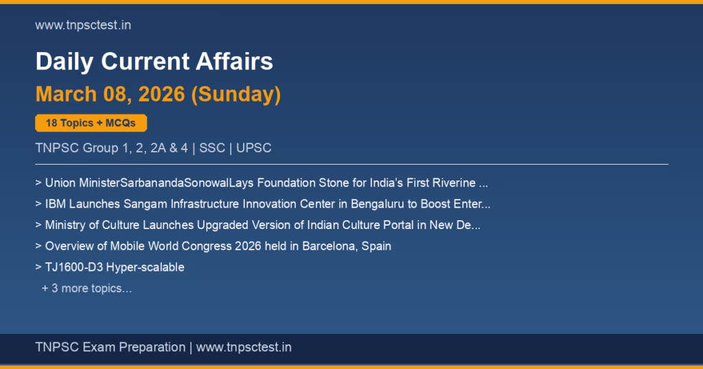 TNPSC Daily Current Affairs March 08, 2026 banner