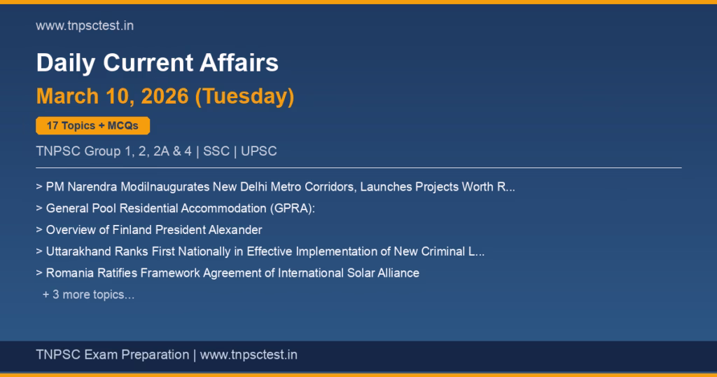 TNPSC Daily Current Affairs March 10, 2026 banner
