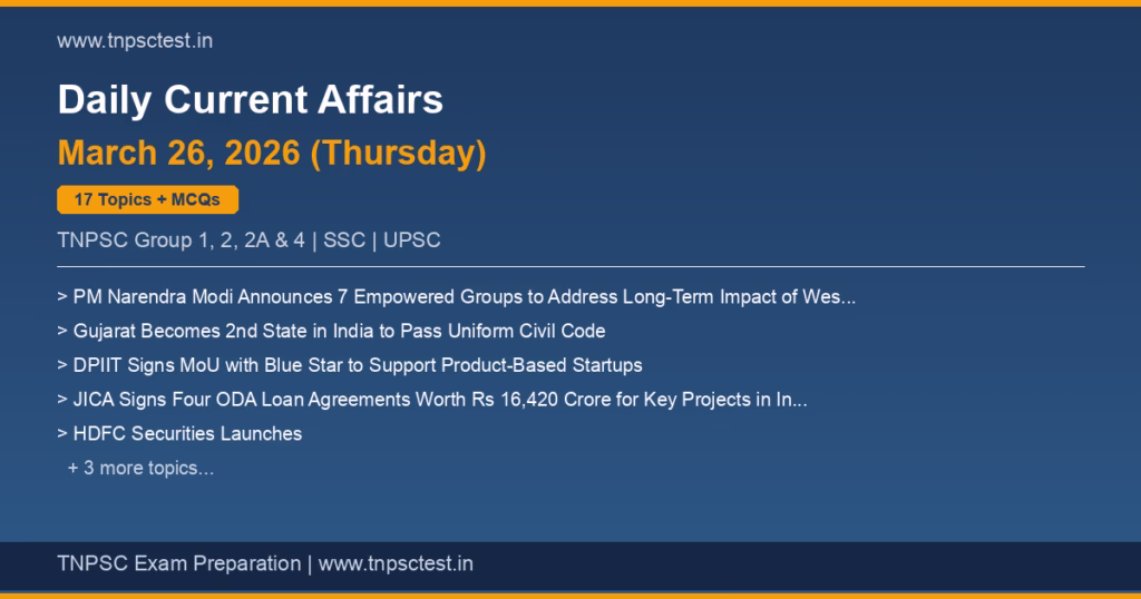 TNPSC Daily Current Affairs March 26, 2026 banner