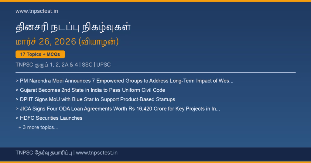 TNPSC நடப்பு நிகழ்வுகள் March 26, 2026 banner