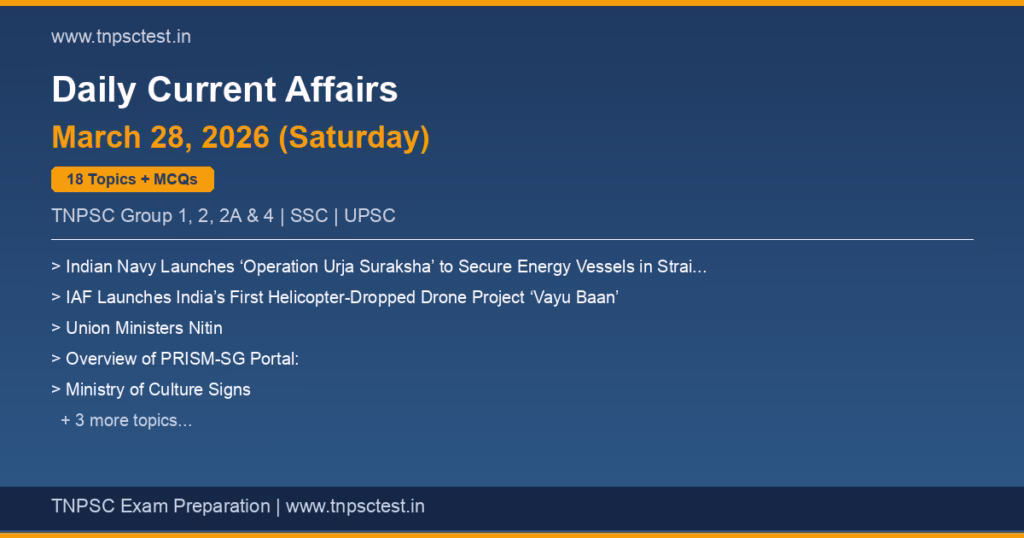 TNPSC Daily Current Affairs March 28, 2026 banner