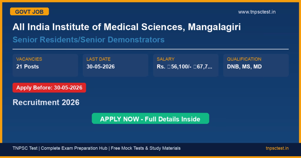 All India Institute of Medical Sciences, Mangalagiri Senior Residents/Senior Demonstrators Recruitment 2026