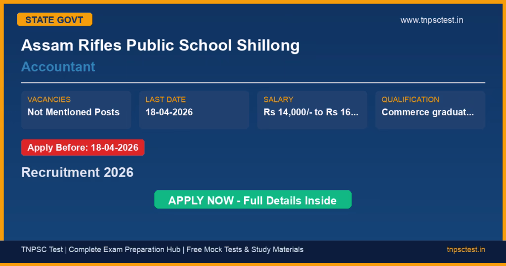 Assam Rifles Public School Shillong Accountant Recruitment 2026