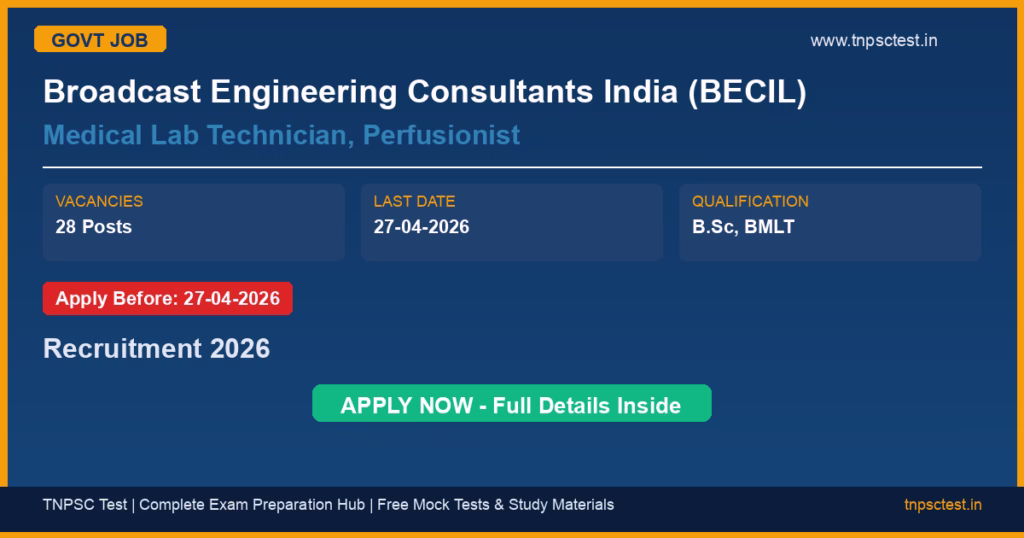 Broadcast Engineering Consultants India (BECIL) Medical Lab Technician, Perfusionist Recruitment 2026