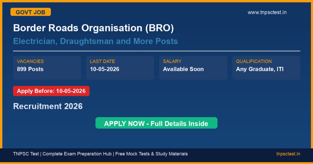 Border Roads Organisation (BRO) Electrician, Draughtsman and More Posts Recruitment 2026