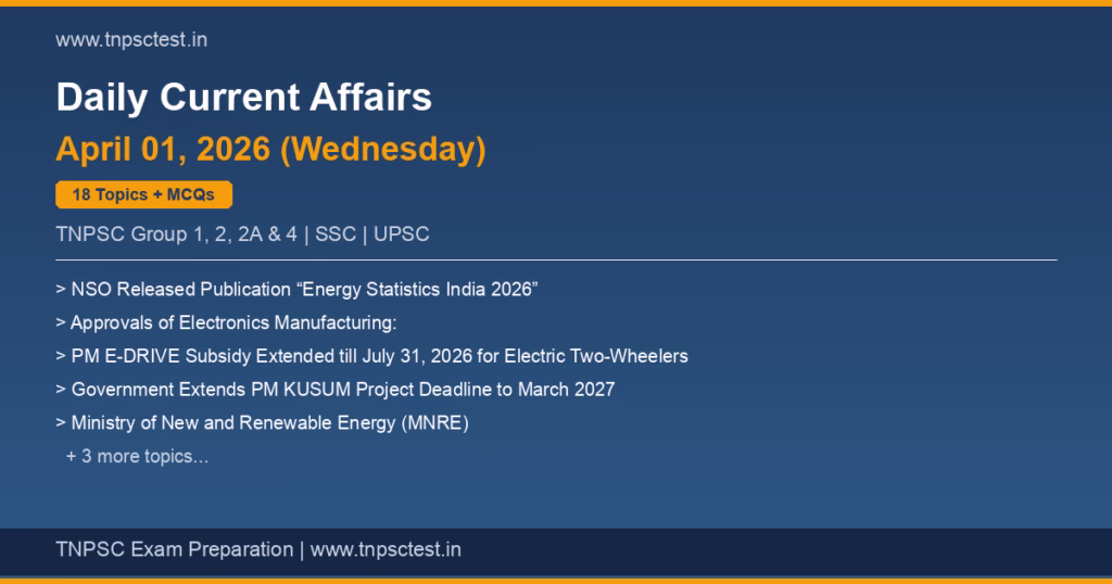 TNPSC Daily Current Affairs April 01, 2026 banner
