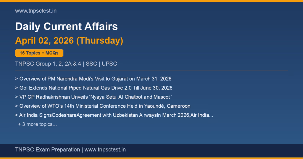 TNPSC Daily Current Affairs April 02, 2026 banner