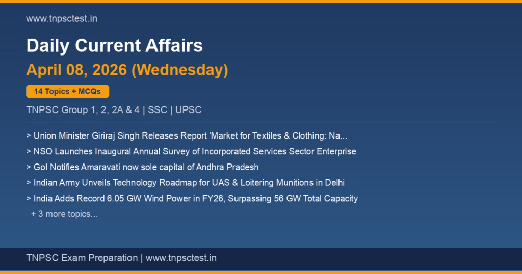 TNPSC Daily Current Affairs April 08, 2026 banner
