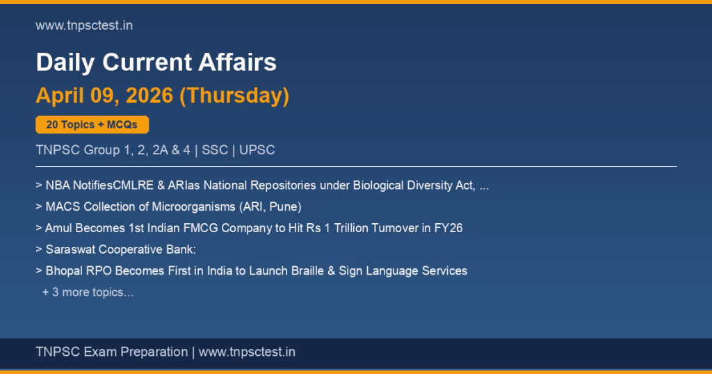 TNPSC Daily Current Affairs April 09, 2026 banner