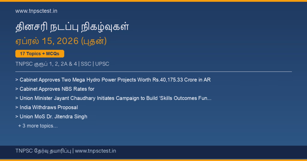 TNPSC நடப்பு நிகழ்வுகள் April 15, 2026 banner