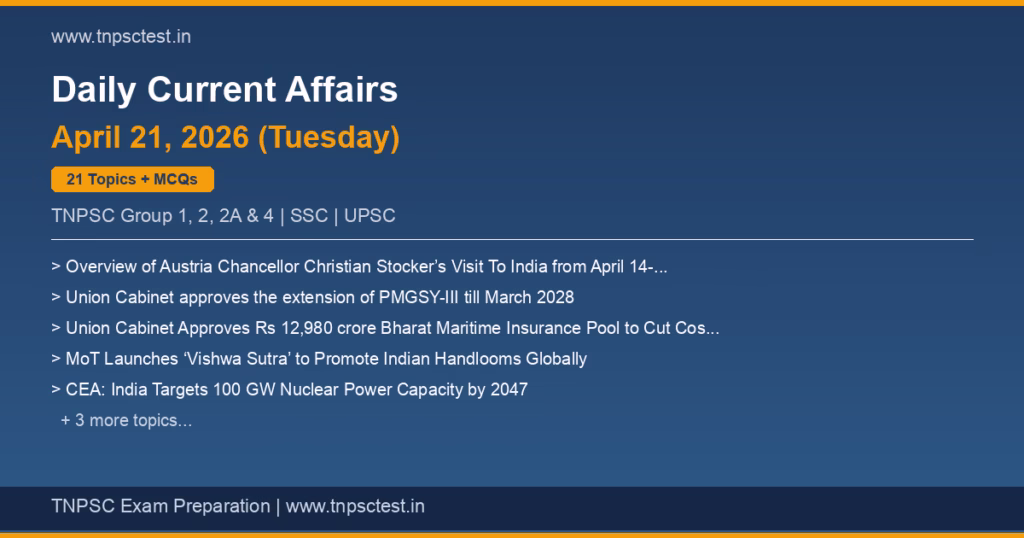 TNPSC Daily Current Affairs April 21, 2026 banner