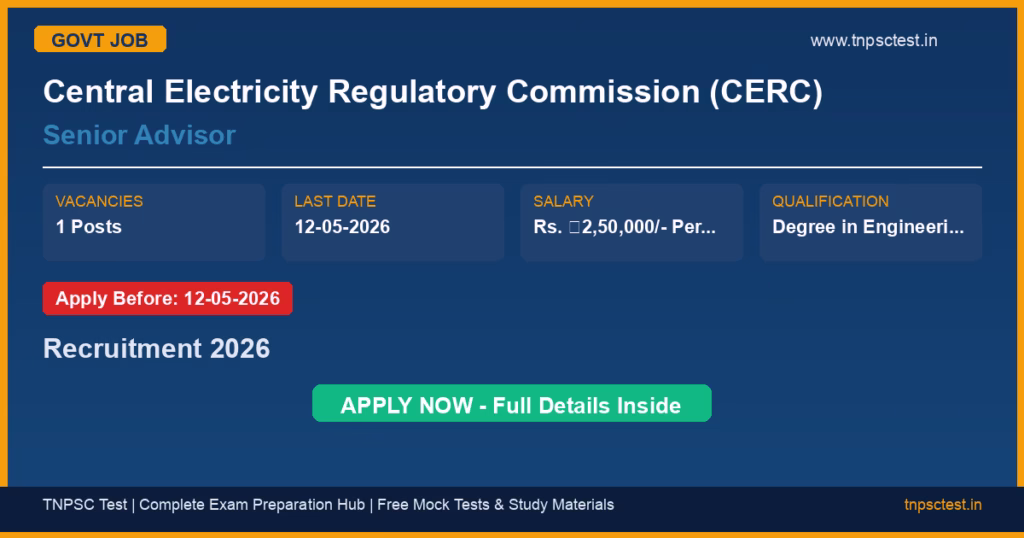 Central Electricity Regulatory Commission (CERC) Senior Advisor Recruitment 2026