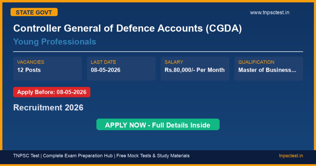 Controller General of Defence Accounts (CGDA) Young Professionals Recruitment 2026