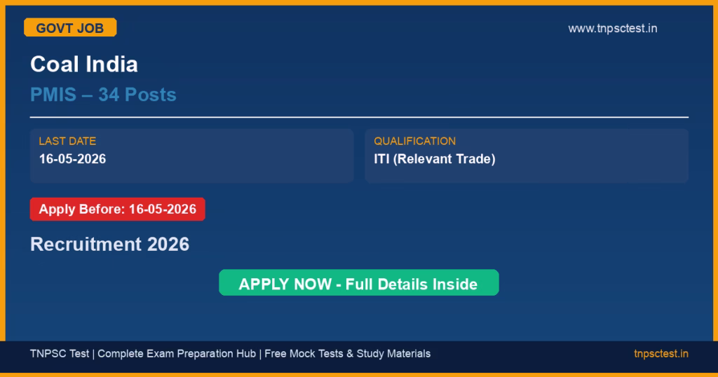 Coal India PMIS – 34 Posts Recruitment 2026