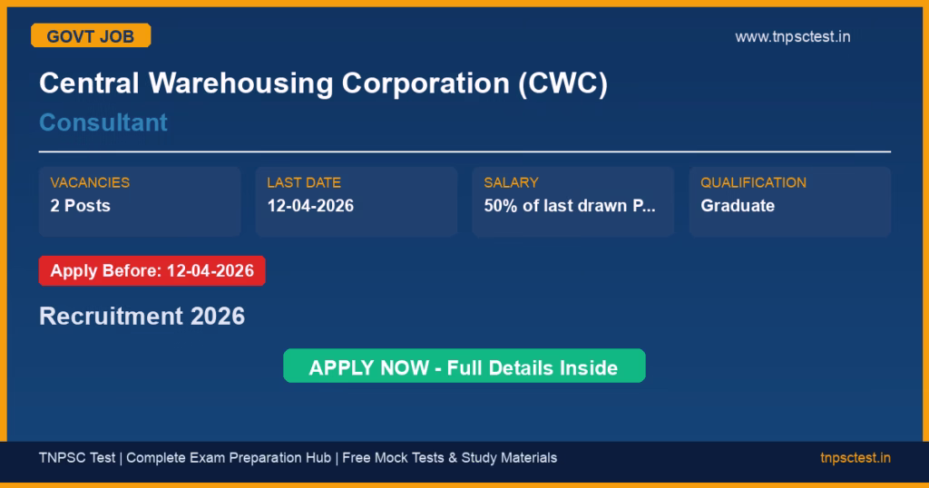 Central Warehousing Corporation (CWC) Consultant Recruitment 2026