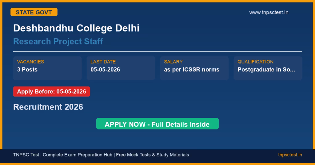 Deshbandhu College Delhi Research Project Staff Recruitment 2026