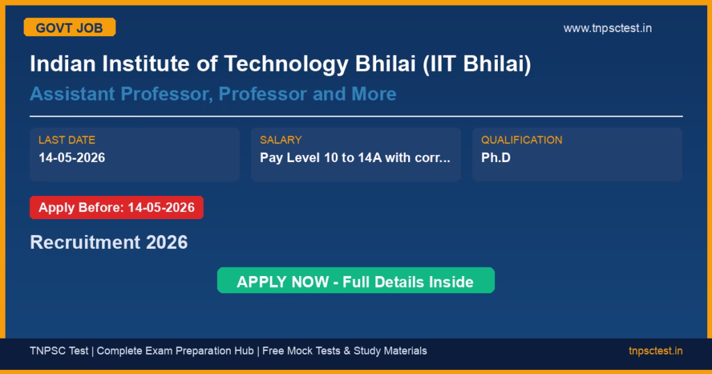Indian Institute of Technology Bhilai (IIT Bhilai) Assistant Professor, Professor and More Recruitment 2026