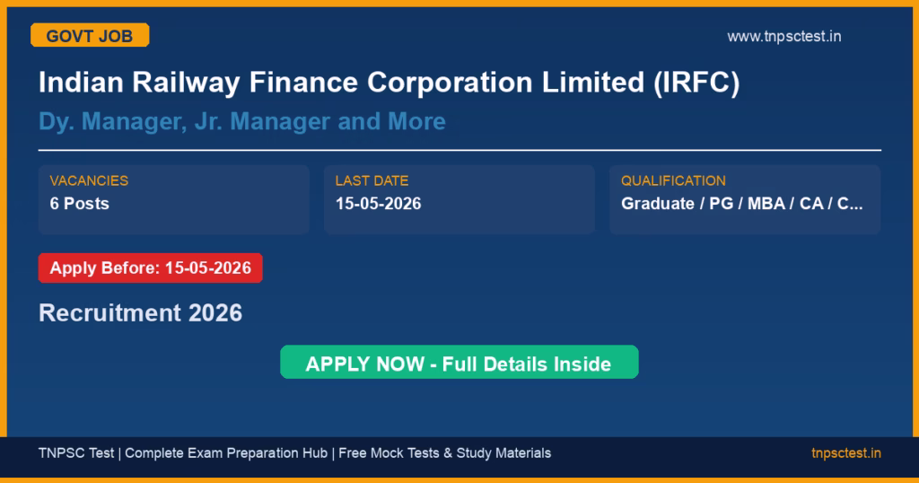 Indian Railway Finance Corporation Limited (IRFC) Dy. Manager, Jr. Manager and More Recruitment 2026