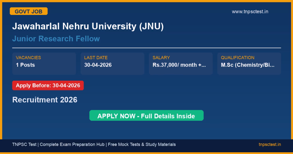 Jawaharlal Nehru University (JNU) Junior Research Fellow Recruitment 2026