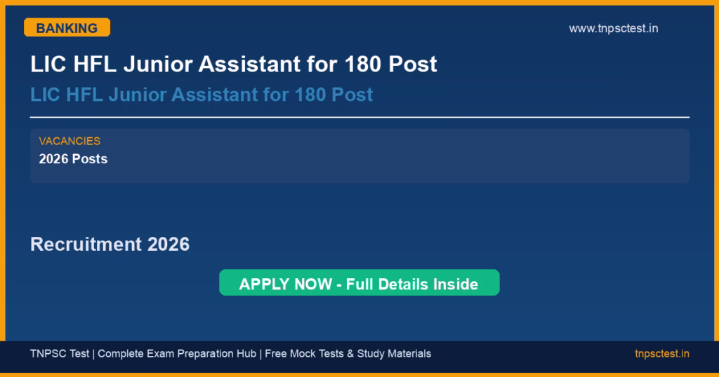LIC HFL Junior Assistant for 180 Post LIC HFL Junior Assistant for 180 Post Recruitment 2026