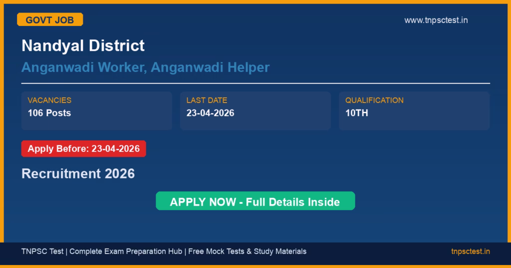Nandyal District Anganwadi Worker, Anganwadi Helper Recruitment 2026