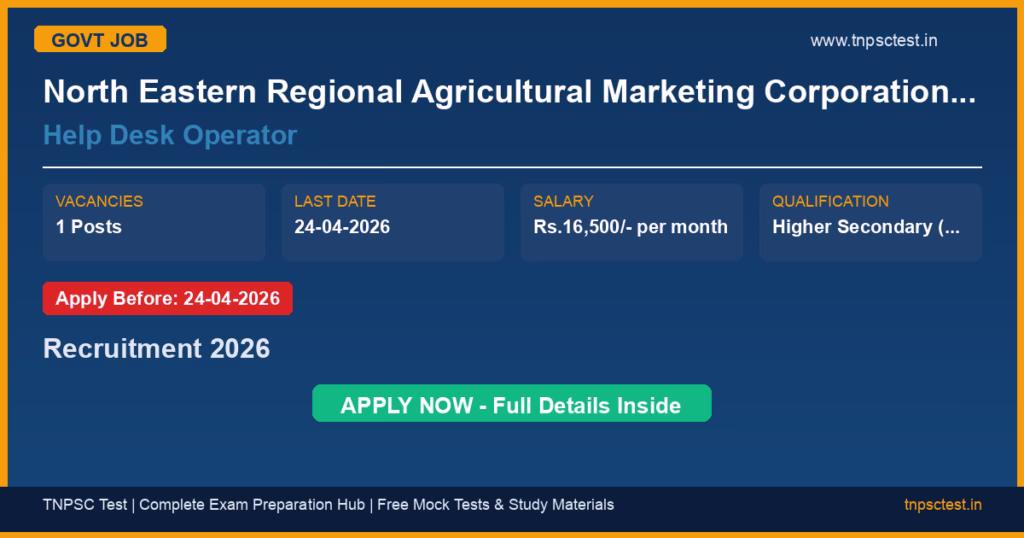 North Eastern Regional Agricultural Marketing Corporation (NERAMAC) Help Desk Operator Recruitment 2026