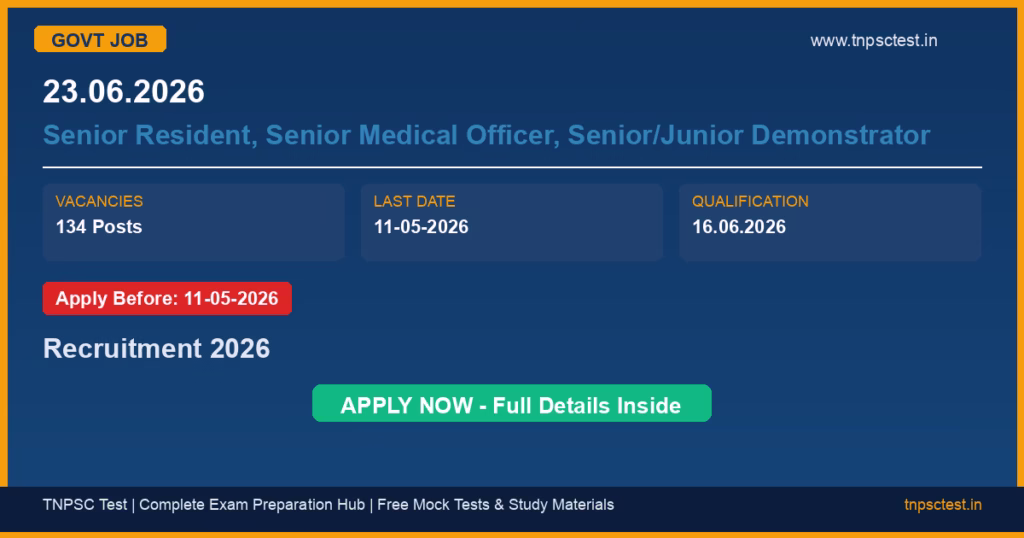 23.06.2026 Senior Resident, Senior Medical Officer, Senior/Junior Demonstrator Recruitment 2026