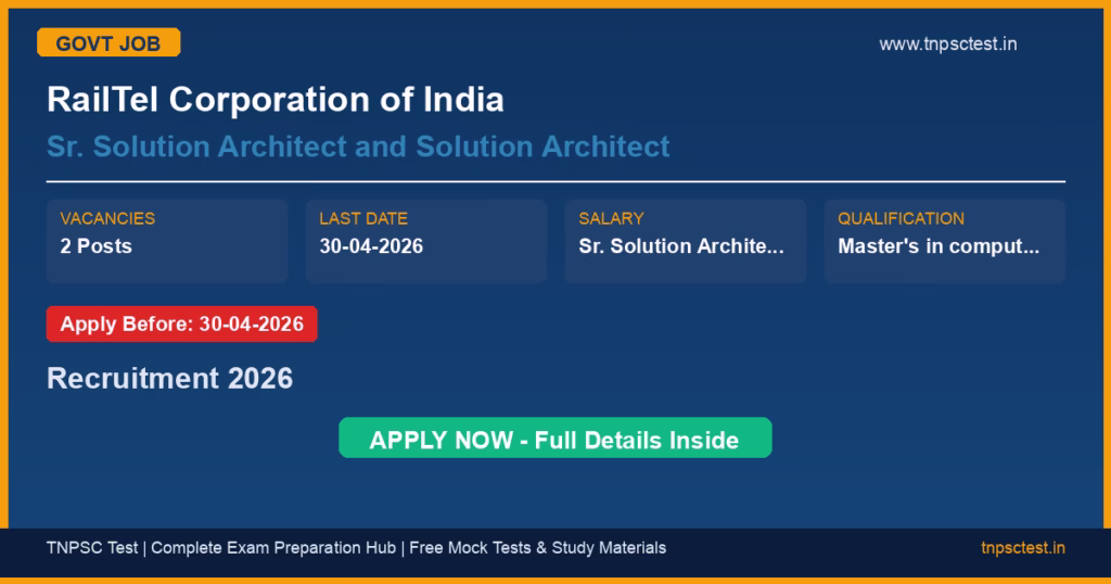 RailTel Corporation of India Sr. Solution Architect and Solution Architect Recruitment 2026