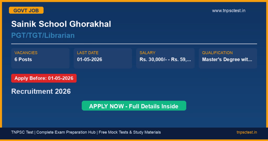 Sainik School Ghorakhal PGT/TGT/Librarian Recruitment 2026
