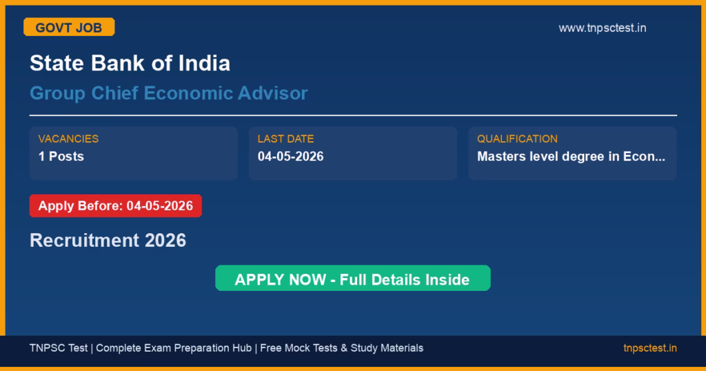 State Bank of India Group Chief Economic Advisor Recruitment 2026