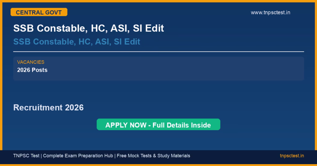 SSB Constable, HC, ASI, SI Edit SSB Constable, HC, ASI, SI Edit Recruitment 2026