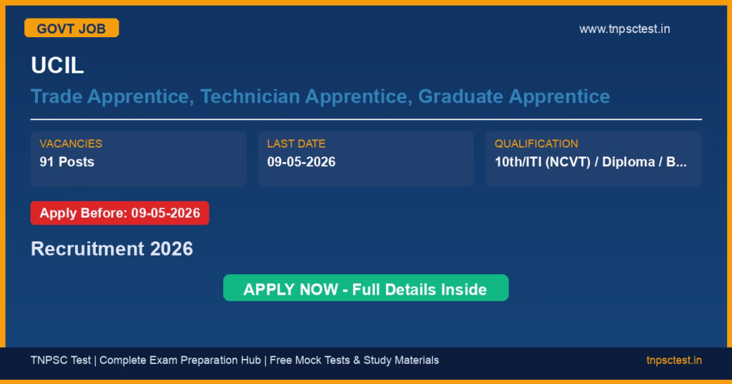 UCIL Trade Apprentice, Technician Apprentice, Graduate Apprentice Recruitment 2026