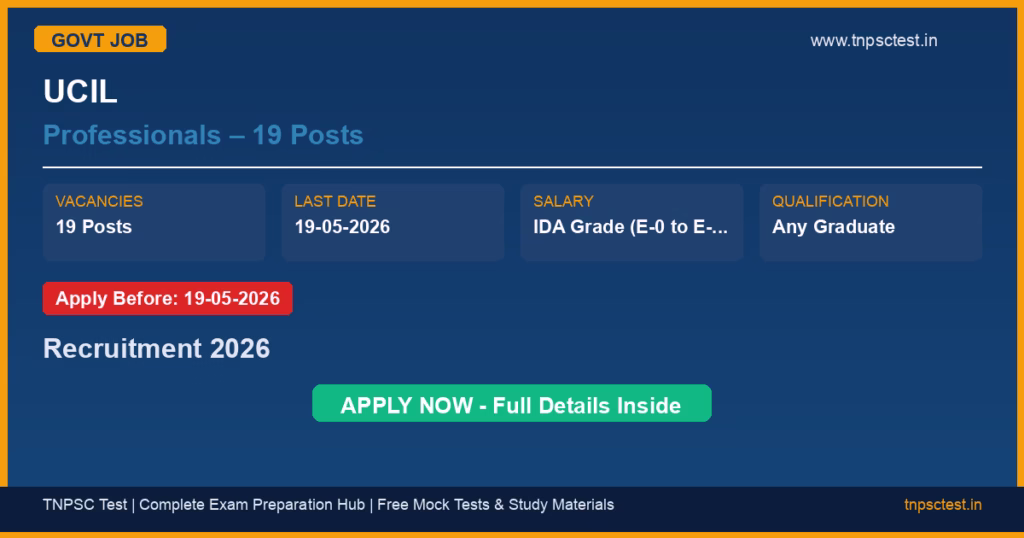 UCIL Professionals – 19 Posts Recruitment 2026