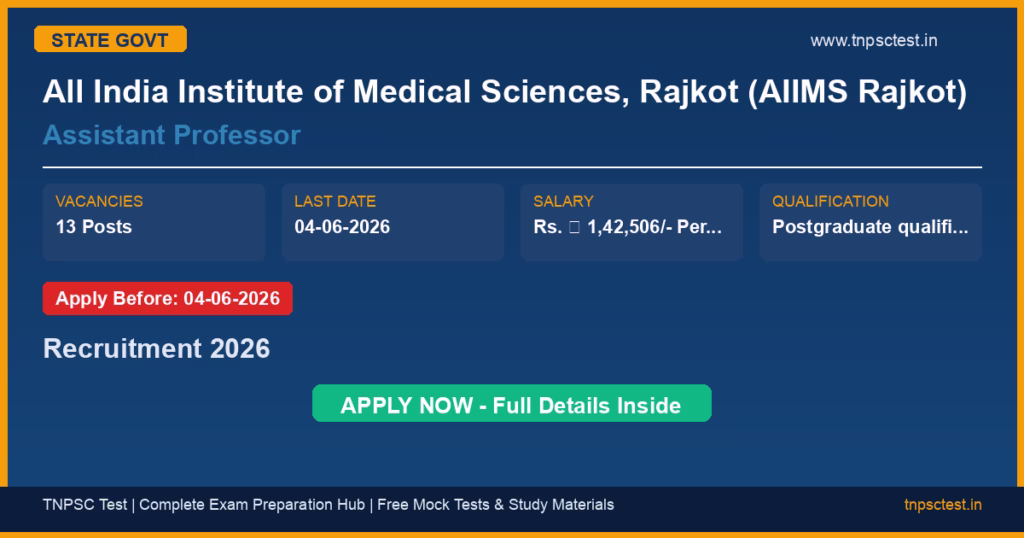 All India Institute of Medical Sciences, Rajkot (AIIMS Rajkot) Assistant Professor Recruitment 2026