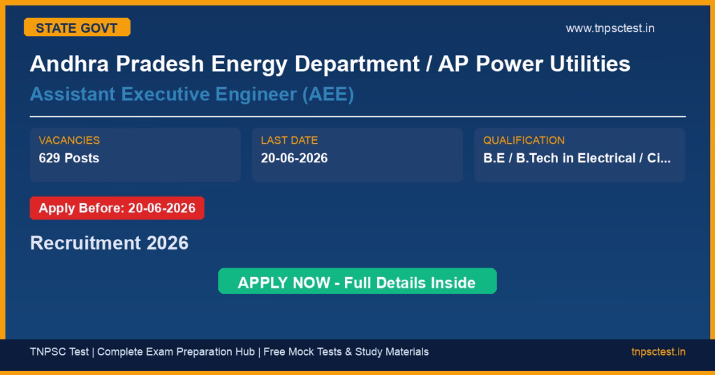 Andhra Pradesh Energy Department / AP Power Utilities Assistant Executive Engineer (AEE) Recruitment 2026