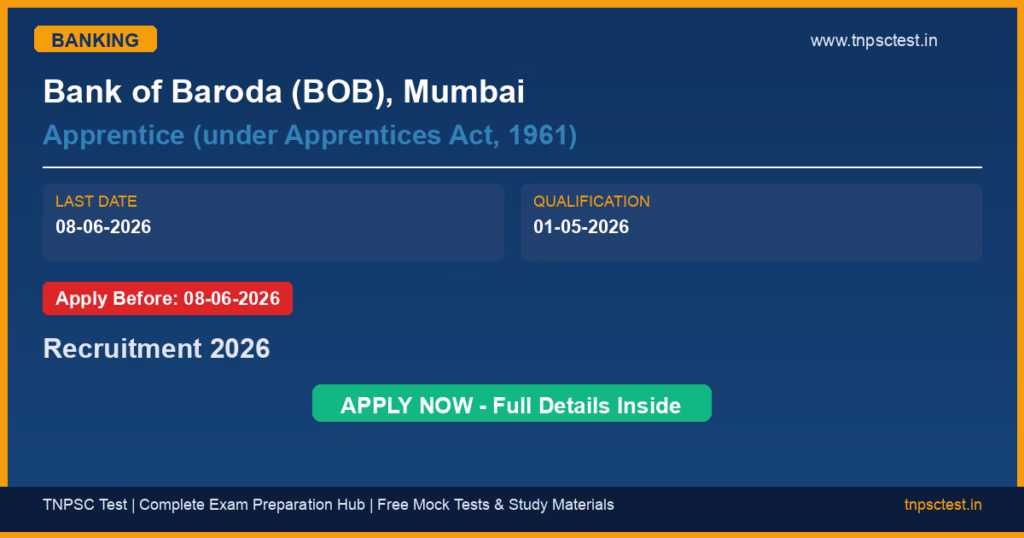 Bank of Baroda (BOB), Mumbai Apprentice (under Apprentices Act, 1961) Recruitment 2026