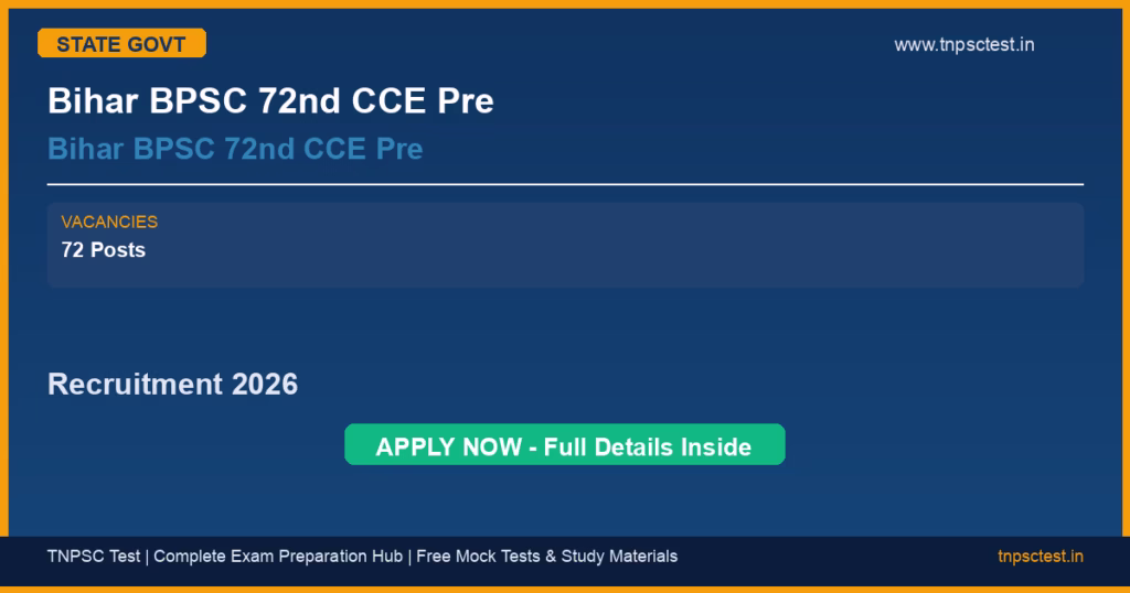 Bihar BPSC 72nd CCE Pre Bihar BPSC 72nd CCE Pre Recruitment 2026