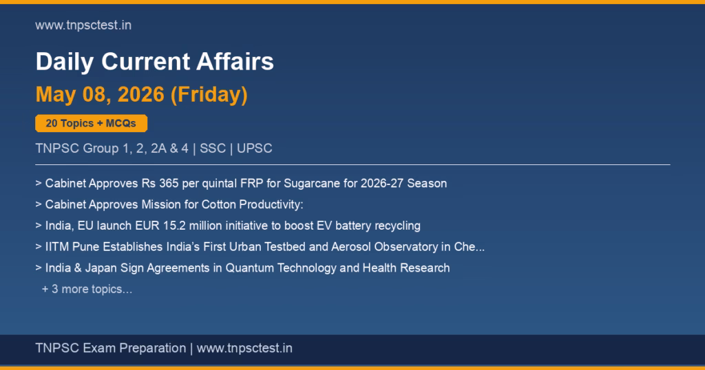 TNPSC Daily Current Affairs May 08, 2026 banner