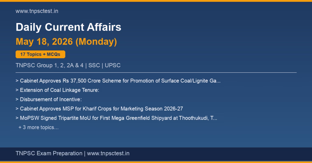 TNPSC Daily Current Affairs May 18, 2026 banner