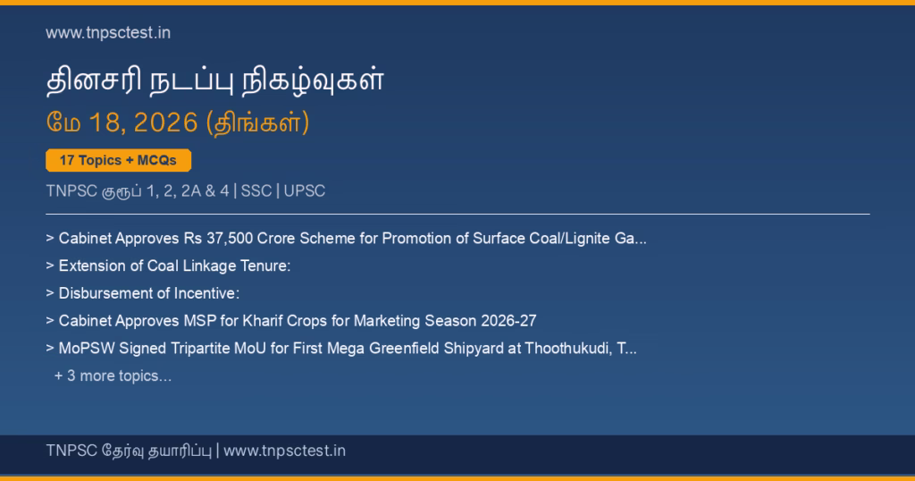 TNPSC நடப்பு நிகழ்வுகள் May 18, 2026 banner