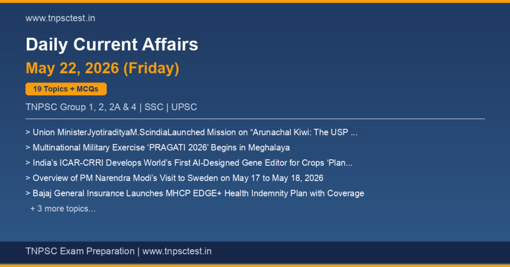 TNPSC Daily Current Affairs May 22, 2026 banner