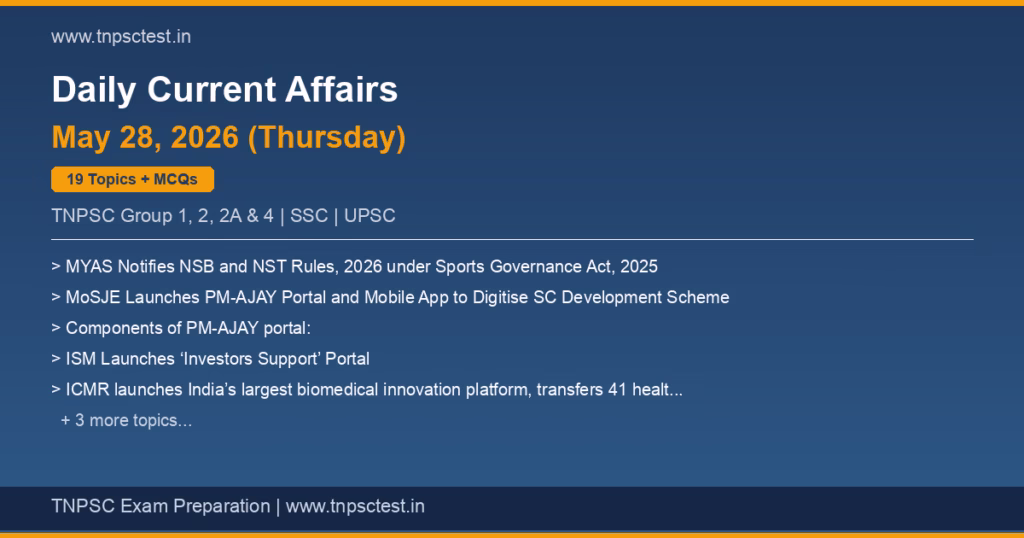 TNPSC Daily Current Affairs May 28, 2026 banner