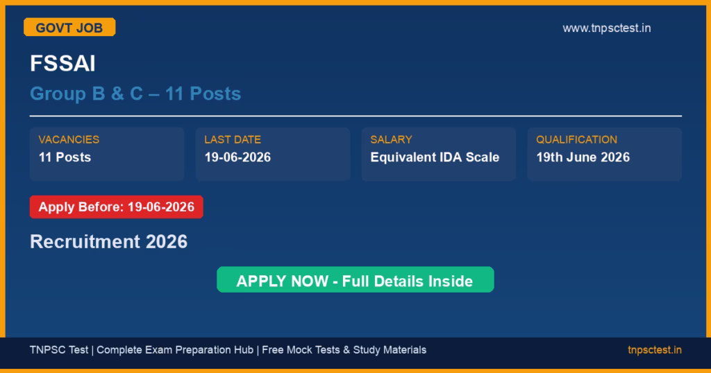 FSSAI Group B & C – 11 Posts Recruitment 2026