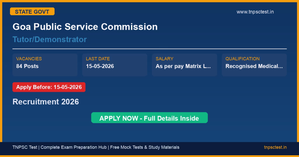 Goa Public Service Commission Tutor/Demonstrator Recruitment 2026