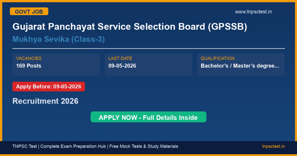 Gujarat Panchayat Service Selection Board (GPSSB) Mukhya Sevika (Class-3) Recruitment 2026