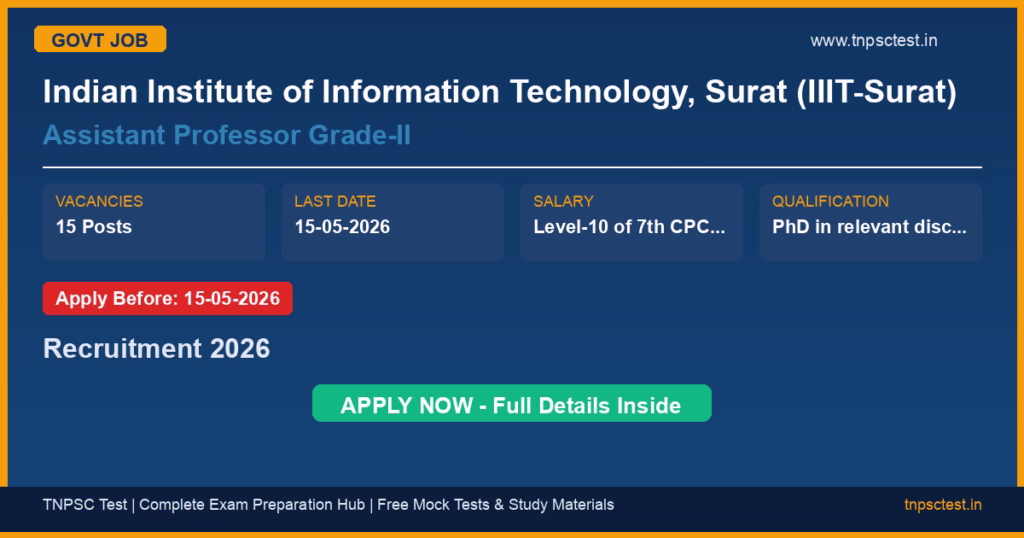 Indian Institute of Information Technology, Surat (IIIT-Surat) Assistant Professor Grade-II Recruitment 2026